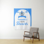 Rustieke Boho Olifant Boy Baby shower Achtergrond Wandkleed (In situ)