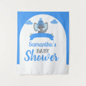 Rustieke Boho Olifant Boy Baby shower Achtergrond Wandkleed (Voorkant)