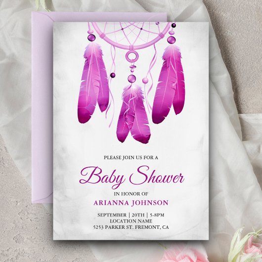 Rustieke Boho Paarse Droomvanger Baby Shower Kaart