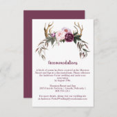 Rustieke Boho Paarse pioenen en gewei Informatiekaartje (Voorkant / Achterkant)