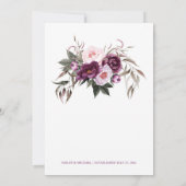 Rustieke Boho Paarse Plum Pioenengewei Bruiloft Kaart (Achterkant)