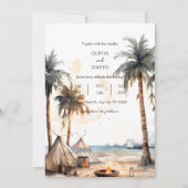 Rustieke Boho Palm kustlandschap strand bruiloft Kaart (Voorkant)