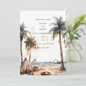 Rustieke Boho Palm kustlandschap strand bruiloft Kaart (Staand voorkant)
