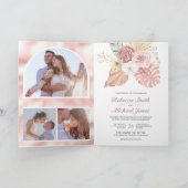 Rustieke Boho Palm Stof Roze Rozen QR Code Trouwen (Binnen)