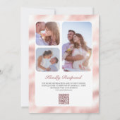 Rustieke Boho Palm Stof Roze Rozen QR Code Trouwen Kaart (Achterkant)