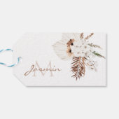 Rustieke Boho Pampagras Bloemige Monogram Cadeaulabel (Achterkant Horizontaal)