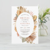 Rustieke Boho Pampagras Gedroogde Palm Bruidsdouch Kaart (Staand voorkant)