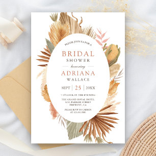 Rustieke Boho Pampagras Gedroogde Palm Bruidsdouch Kaart