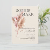 Rustieke Boho Pampagras Minimalist Met Foto Kaart (Staand voorkant)