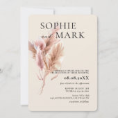 Rustieke Boho Pampagras Minimalist Met Foto Kaart (Voorkant)