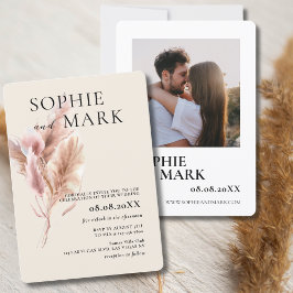 Rustieke Boho Pampagras Minimalist Met Foto Kaart