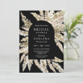 Rustieke Boho Pampas Boog Zwarte Bruidsdouche Kaart (Staand voorkant)