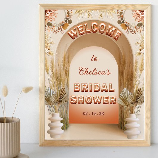 Rustieke Boho Pampas Bruiloft Feest Welkomstbord Poster