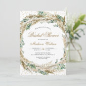 Rustieke Boho Pampas Eucalyptus Krans Bruidsdiner Kaart (Staand voorkant)