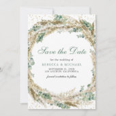 Rustieke Boho Pampas Eucalyptus Krans Bruiloft Save The Date (Voorkant)