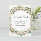 Rustieke Boho Pampas Eucalyptus Krans Bruiloft Save The Date (Staand voorkant)