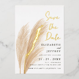 Rustieke Boho Pampas Foto Save The Date Folie Uitnodiging