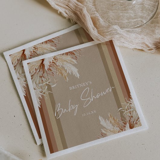Rustieke Boho Pampas Gras Baby Shower Servet