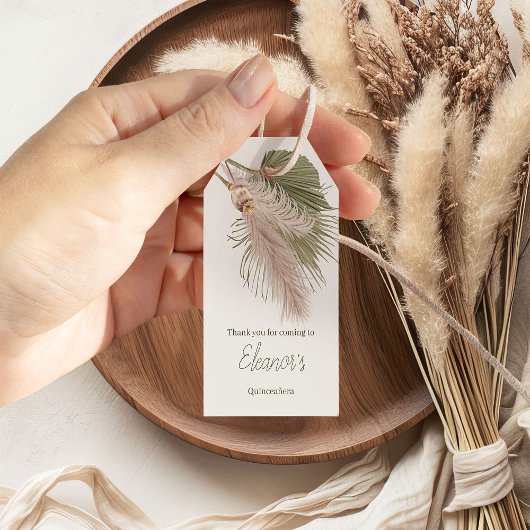 Rustieke Boho Pampas Gras Bedankt Cadeaulabel