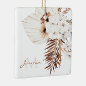 Rustieke Boho Pampas Gras Bloemige Monogram Keramisch Ornament (Rechts)