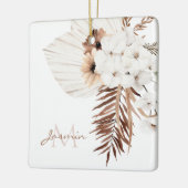 Rustieke Boho Pampas Gras Bloemige Monogram Keramisch Ornament (Links)