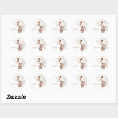 Rustieke Boho Pampas Gras Bloemige Monogram Ronde Sticker (Vel)
