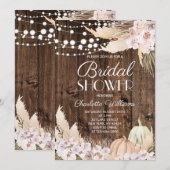 Rustieke Boho Pampas Gras Bruidsdouche Kaart (Voorkant / Achterkant)