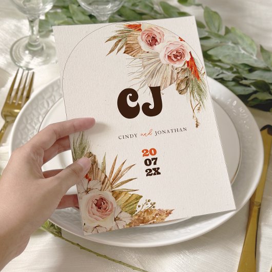 Rustieke Boho Pampas Gras Bruiloft Save The Date