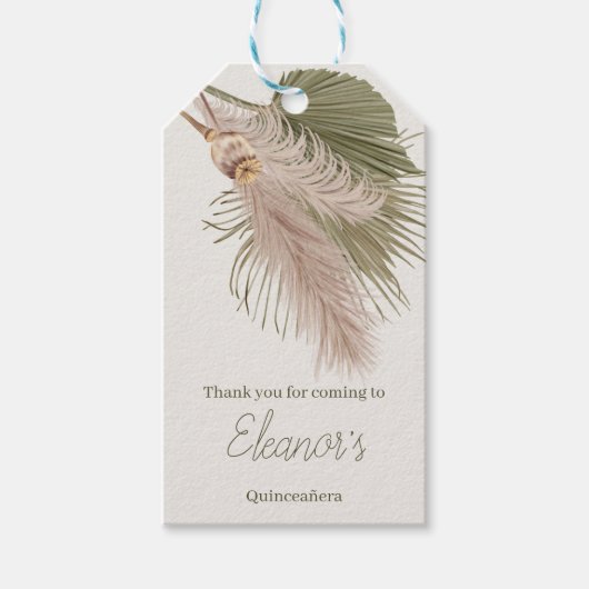 Rustieke Boho Pampas gras Dank u Cadeaulabel (Voorkant)