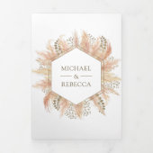 Rustieke Boho Pampas gras foto collage bruiloft Drieluik Uitnodiging (Cover)