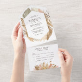 Rustieke Boho Pampas Gras Gedroogde Palmbladeren B All In One Uitnodiging (Afscheurbaar)