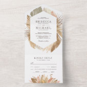 Rustieke Boho Pampas Gras Gedroogde Palmbladeren B All In One Uitnodiging (Binnen)