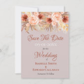 Rustieke Boho Pampas Gras & Koper Huwelijk Save The Date (Voorkant)