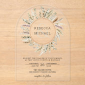 Rustieke Boho Pampas Gras Krans Ampersand Trouwen Acryl Uitnodigingen (Voorkant)