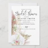 Rustieke Boho Pampas Gras Orchidee Bruidsdouche Kaart (Voorkant)