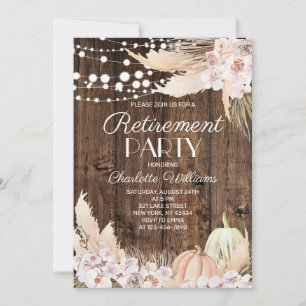 Rustieke Boho Pampas Gras Pensioenfeest Kaart