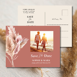 Rustieke Boho Pampas Gras Save The Date Foto Briefkaart