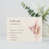 Rustieke Boho Pampas Grass RSVP-kaart RSVP Kaartje (Staand voorkant)