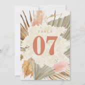 Rustieke Boho Pampas Grass Trouwtafel Nummers (Voorkant)