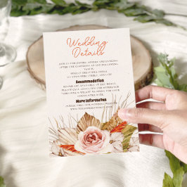 Rustieke Boho Pampas Grass Wedding Details Informatiekaartje