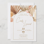 Rustieke Boho Pampas Grass Wedding Kaart (Voorkant)