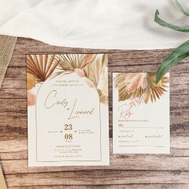 Rustieke Boho Pampas Grass Wedding Kaart