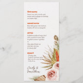 Rustieke Boho Pampas Grass Wedding Menu (Voorkant)