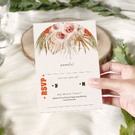 Rustieke Boho Pampas Grass Wedding RSVP Kaartje
