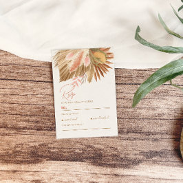 Rustieke Boho Pampas Grass Wedding RSVP Kaartje