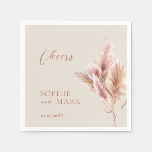 Rustieke Boho Pampas Grass Wedding Servet (Voorkant)