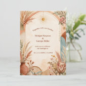 Rustieke Boho Pampas wilde bloem Bruiloft Kaart (Staand voorkant)