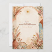 Rustieke Boho Pampas wilde bloemen Huwelijk Kaart (Achterkant)
