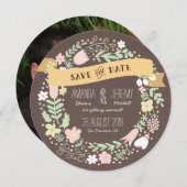 Rustieke Boho Pastel Bloem Foto Save the Date (Voorkant / Achterkant)