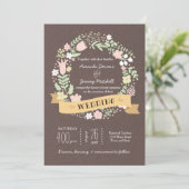 Rustieke Boho Pastel Bloem Krans Bruiloft Kaart (Staand voorkant)